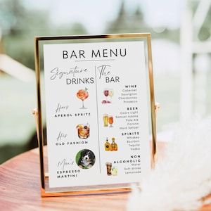Signature Drink Sign Template, Signature Drink Bar Menu Template, Cocktail Bar Sign Poster, Modern Wedding Pet Dog Signature Drink His Hers