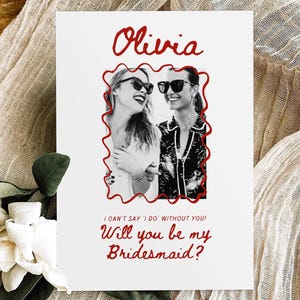 Bridesmaid Proposal Card Template, Hand Drawn Will You Be My Bridesmaid Card, Photo Bridesmaid Maid of Honor Proposal Invite Gift Editable