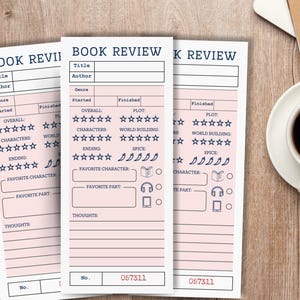 Book Review Bookmark Template, Book Club Discussion Game Bookmark, Book Lover Gift Idea, Reading Group Review Note Library card Printable