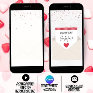 Sjabloon digitaal Will You Be My Galentine, geanimeerde Be my Galentine Card, schattige Valentijnsdagkaart voor vriendin beste vriend telefoon