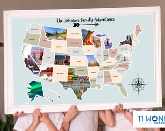 US Photo Map, Digital 50 State Picture Adventure Map, Unique USA Travel Collage Template, Birthday Gifts for Him, Anniversary Gift