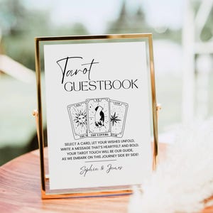 Tarotkaarten gastenboek teken, Witchy Wedding gastenboek teken, teken ons gastenboek, kies een kaart, afdrukbare Halloween bruiloft