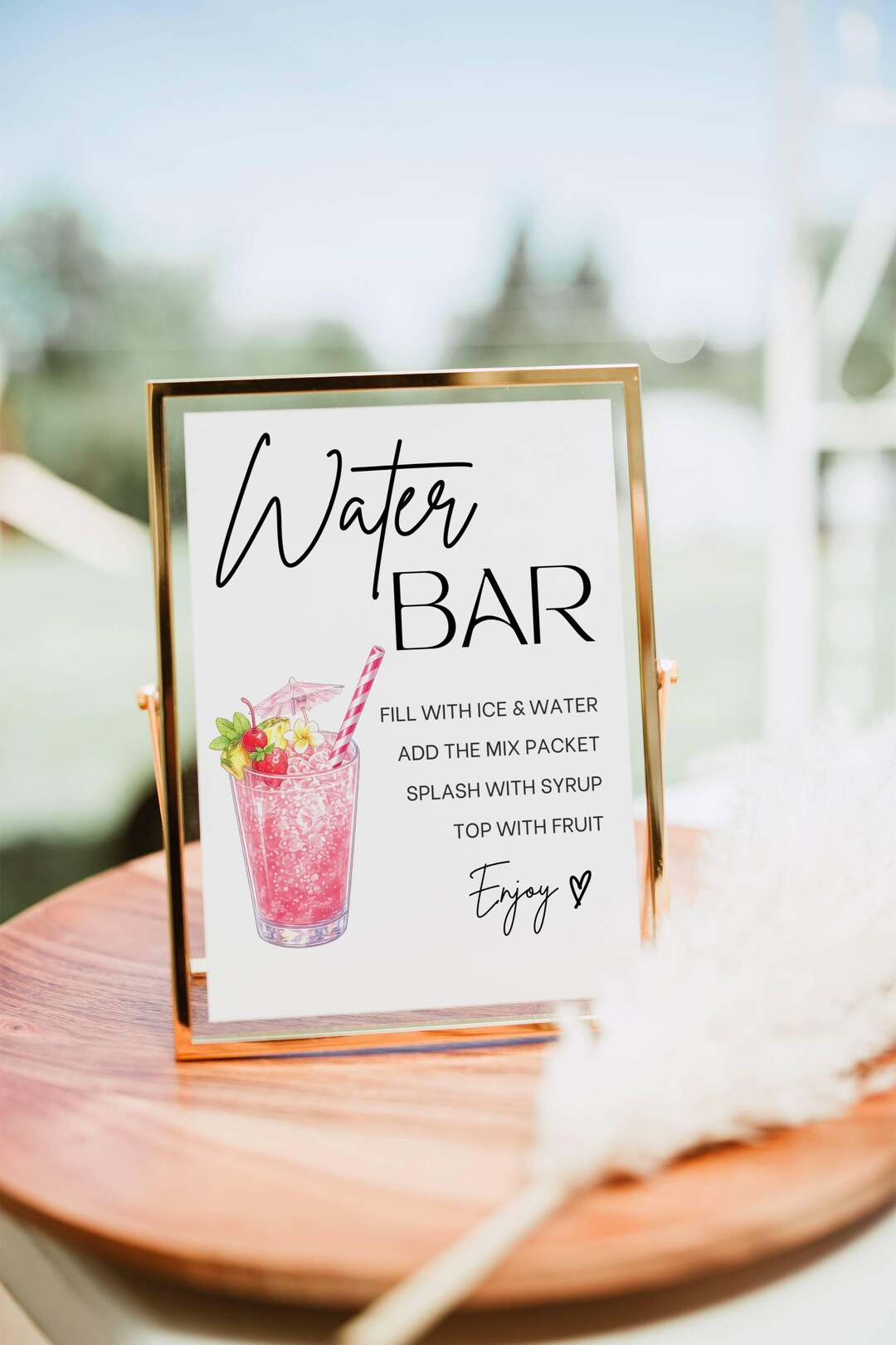 Water Bar Sign, Water Bar Recipes Mocktail Print Template, Non ...