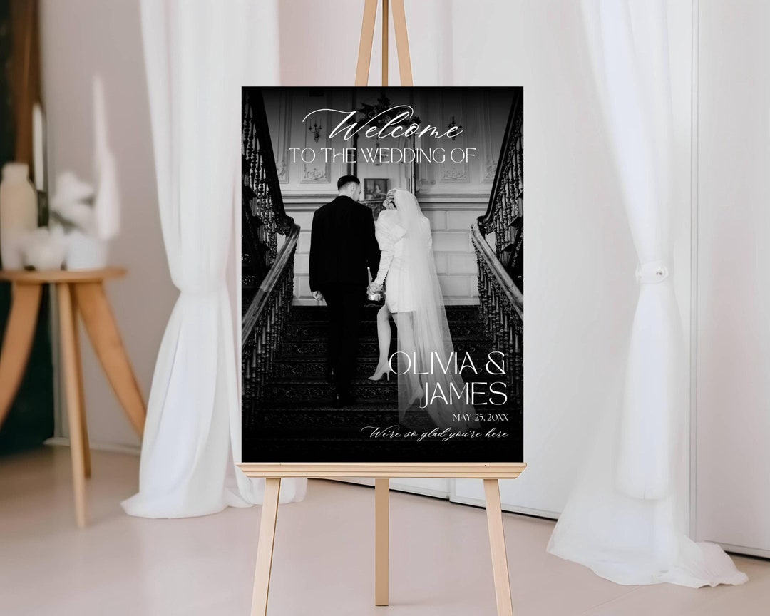 Wedding Welcome Sign Template, Photo Welcome Wedding Sign, Modern ...