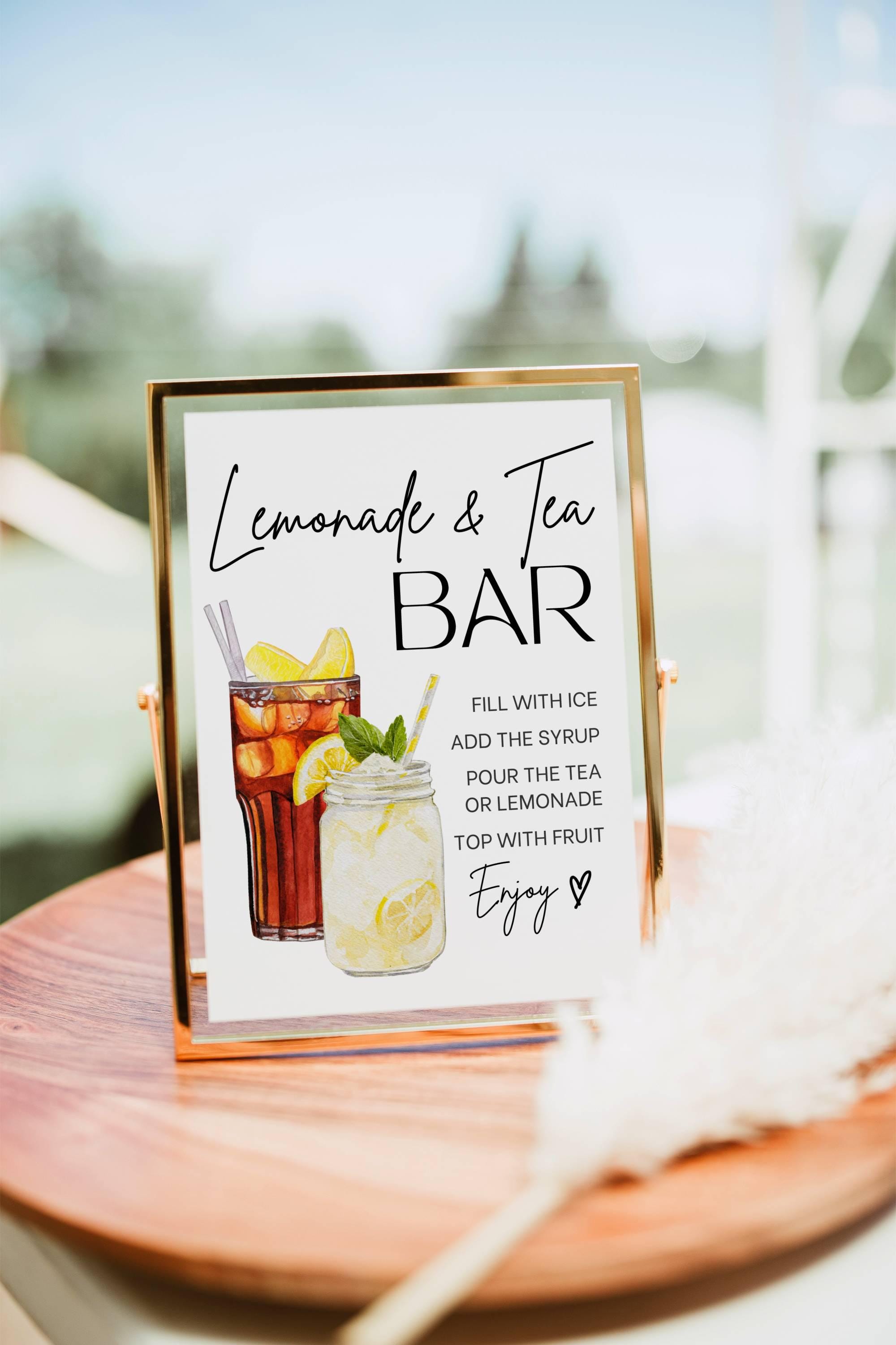 Iced Tea & Lemonade Bar Sign, Lemonade Bar Mocktail Print 