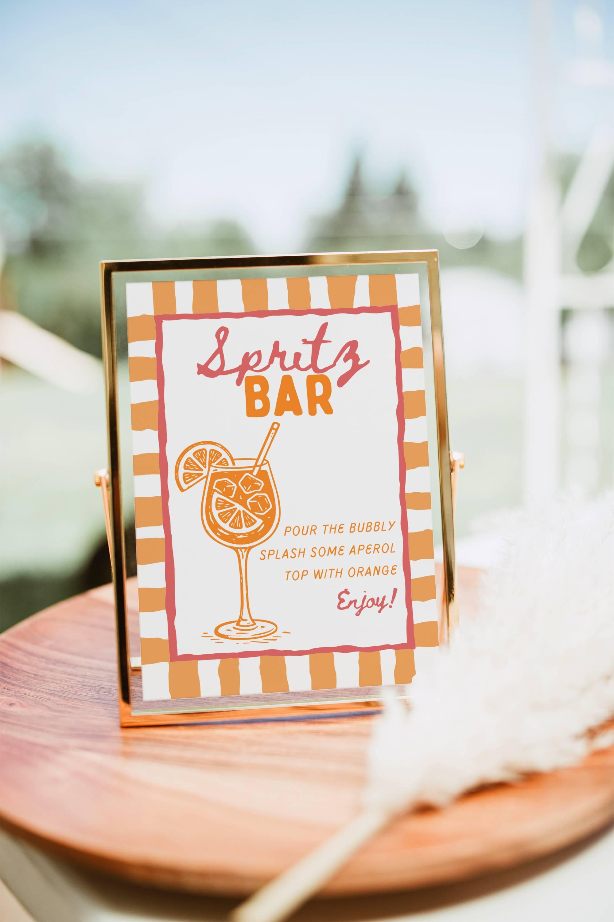 Aperol Spritz Bar Sign Template, Editable Canva Menu, Italian La Dolce ...