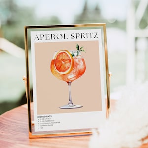 Aperol Spritz Barschild, Aperol Spritz Cocktaildruck, Signature-Getränkeschild, Party-Bar-Menüvorlage, Cocktail-Poster, Retro-Barwagen-Dekor