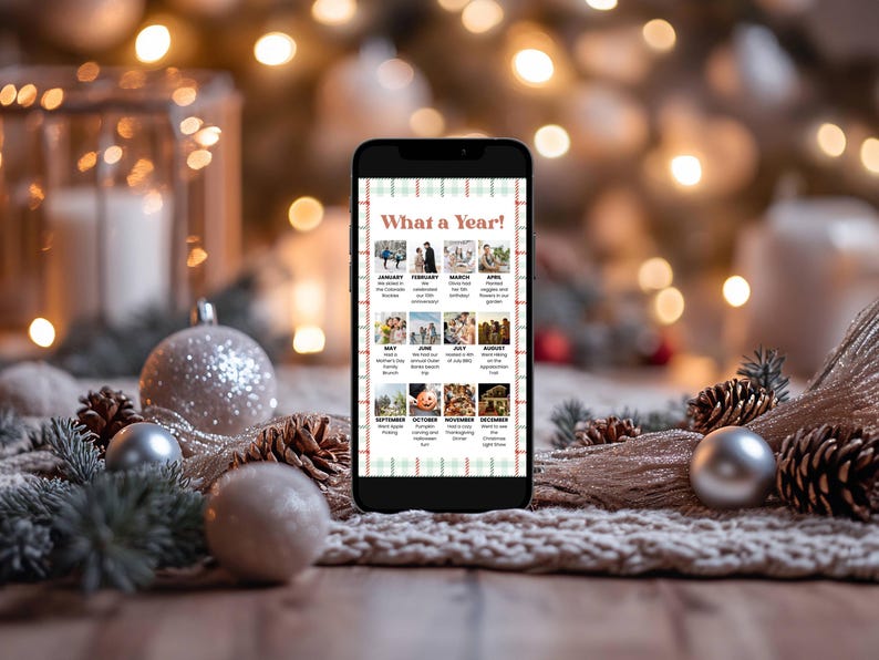Christmas Photo Card Digital Template, Year in Review Holiday Card