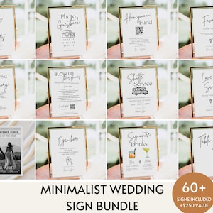 Minimalist Wedding Sign Bundle, 60+ Modern Reception Signs Template, Wedding Signage Bundle, Boho Wedding Newspaper DIY Printable Download