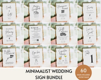 Minimalist Wedding Sign Bundle, 60+ Modern Wedding Signs Template, Wedding Sign Template Bundle, Boho Wedding Table Signs Printable Download