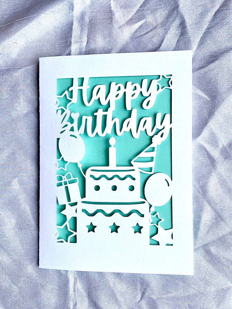 Happy Birthday Card SVG DIY Birthday Card Cut File for Etsy