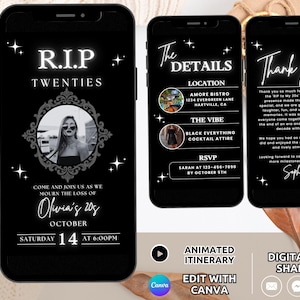 Digital RIP to my 20s Birthday Invitation Template, Death to my 20s Invite Animated, 30th Birthday Party Funeral to my Youth Invite Phone