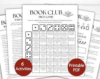 Book Club Games Bundle, Reading Group Discussion Activity, Book Club Icebreaker Questions Game, Girls Night Book Party Game Review Printable