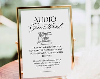 Audio Guestbook Sign, Modern Minimalist Wedding Sign, Phone Message Guest Book, Voicemail Guestbook, Leave A Message, Shower Decor Printable