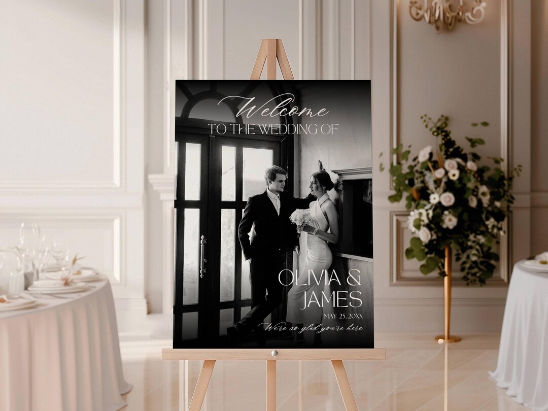 Wedding Welcome Sign Template, Photo Welcome Wedding Sign, Modern ...