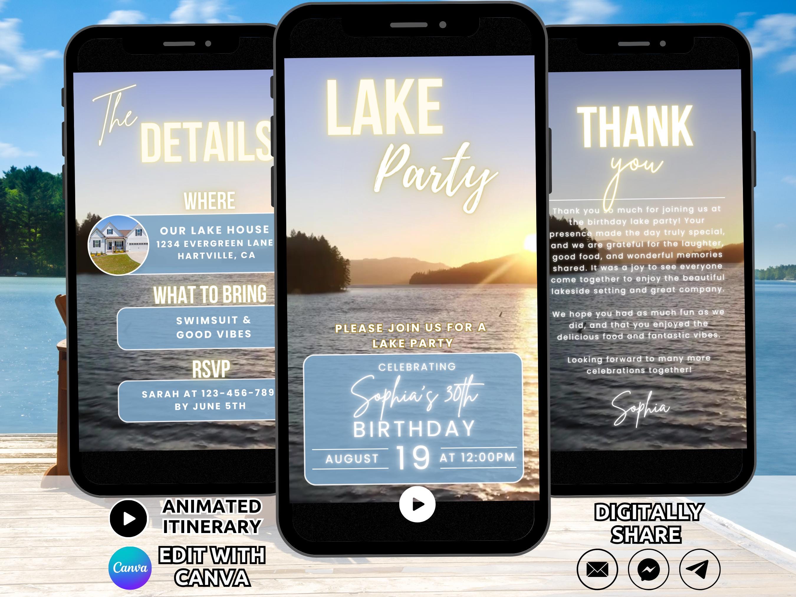 Boys Birthday Invite Lake Party