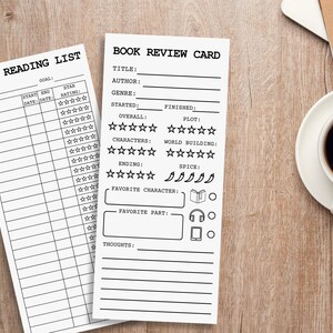 Book Review & Reading List Bookmark Bundle Printable Template, Book Club Review Library Card Book Tracker Book Mark, Book Lover Gift Idea