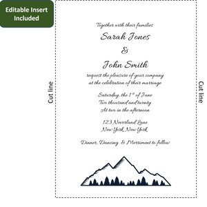 Forest Wedding Invitation Belly band, Pine Tree Holiday 5x7 invite Cricut/Silhouette Vector Svg Dxf Eps Paper Papercut Laser Cut Template image 7