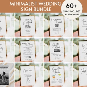 Minimalist Wedding Sign Bundle, 60+ Modern Reception Signs Template, Wedding Signage Bundle, Boho Wedding Newspaper DIY Printable Download