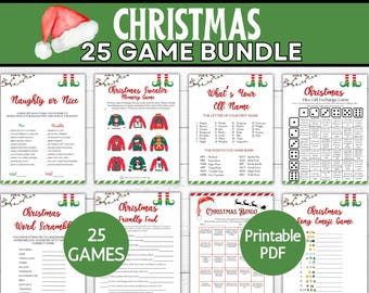 Weihnachtsspiele-Paket, Spiele für die Weihnachtsfeier, Familienweihnachtsspiele, Wichtelspiele für Kollegen, Links-Rechts-Spiel (zum Ausdrucken)