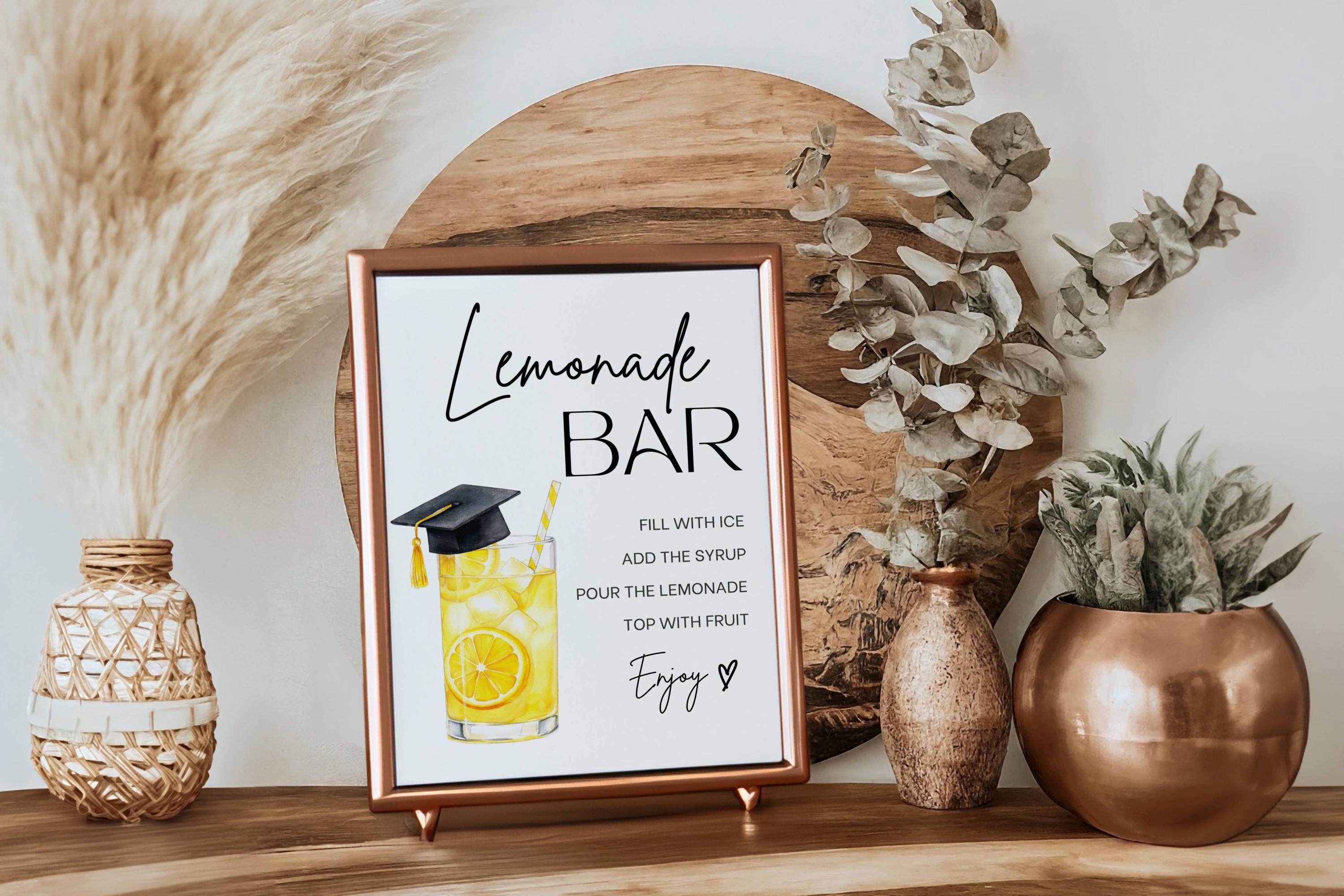 Lemonade Bar Sign, Lemonade Bar Mocktail Print, Graduation Party Drink ...