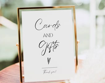 Cards and Gifts Sign, Wedding Gift Table Signage, Modern Minimalist Gift and Cards Sign, Wedding Reception Bridal Shower Template Printable