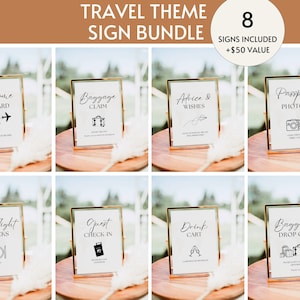Bundle de panneaux sur le thème du voyage pour baby shower de mariage modifiable, décoration de fête d'anniversaire d'avion, shower de bébé aventure, bon voyage à la retraite