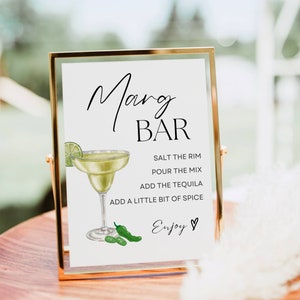 Margarita Bar Sign, Wedding Margarita Cocktail Sign, Signature Drink Bar Menu Template, Marg Fiesta Bachelorette Party, Modern Baby Bridal