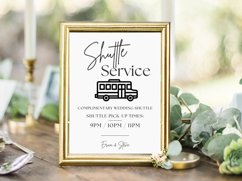 Minimalist Wedding Parking Sign Bundle, Editable Modern Wedding Shuttle ...