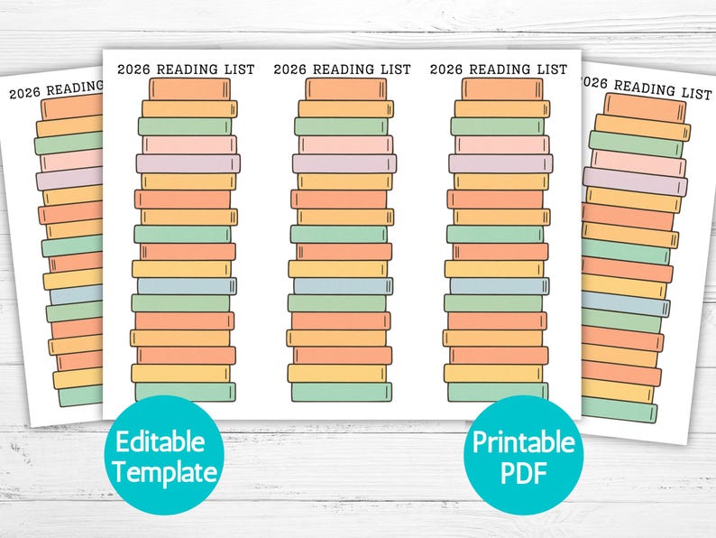 2026 Reading List Bookmark Printable Template, Book Club Book Tracker ...