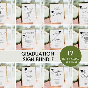 Graduation Party Sign Bundle Template, Graduation Table Signs, Grad Party Decor Signage, Modern Minimalist Graduate Sign Editable Printable