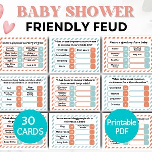 Juego de pelea amigable para baby shower, juego de fiesta de pelea familiar de baby shower imprimible, plantilla editable de trivia de baby shower neutral de género retro boho