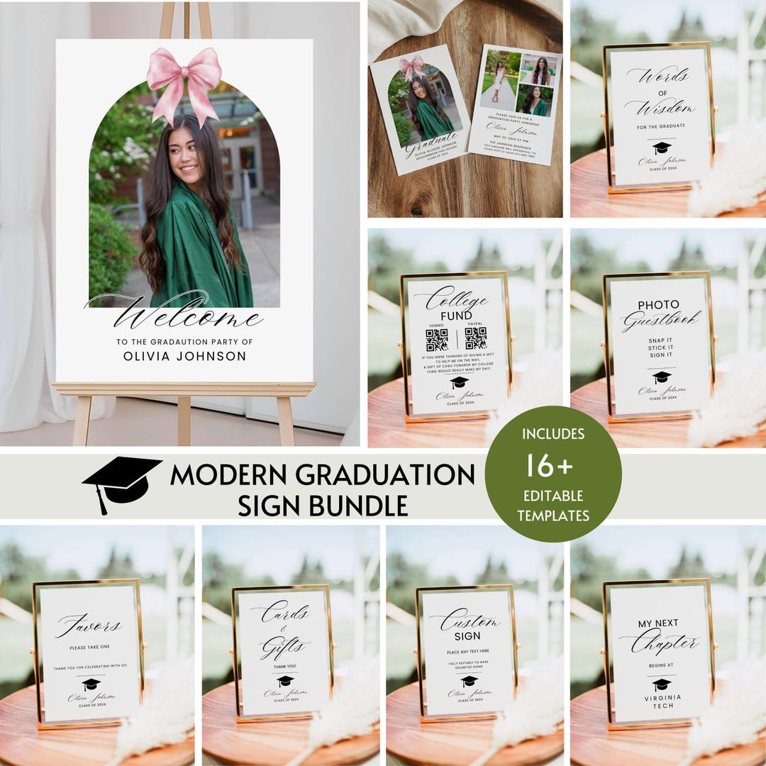 Picket Signs For Graduation Graduation Party Sign Bundle Template, Graduation Table Signs, Grad ...