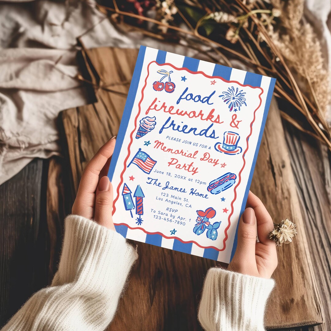 Memorial Day BBQ Party Invitation Template, Memorial Weekend Barbeque ...