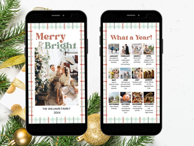 Christmas Photo Card Digital Template, Year in Review Holiday Card