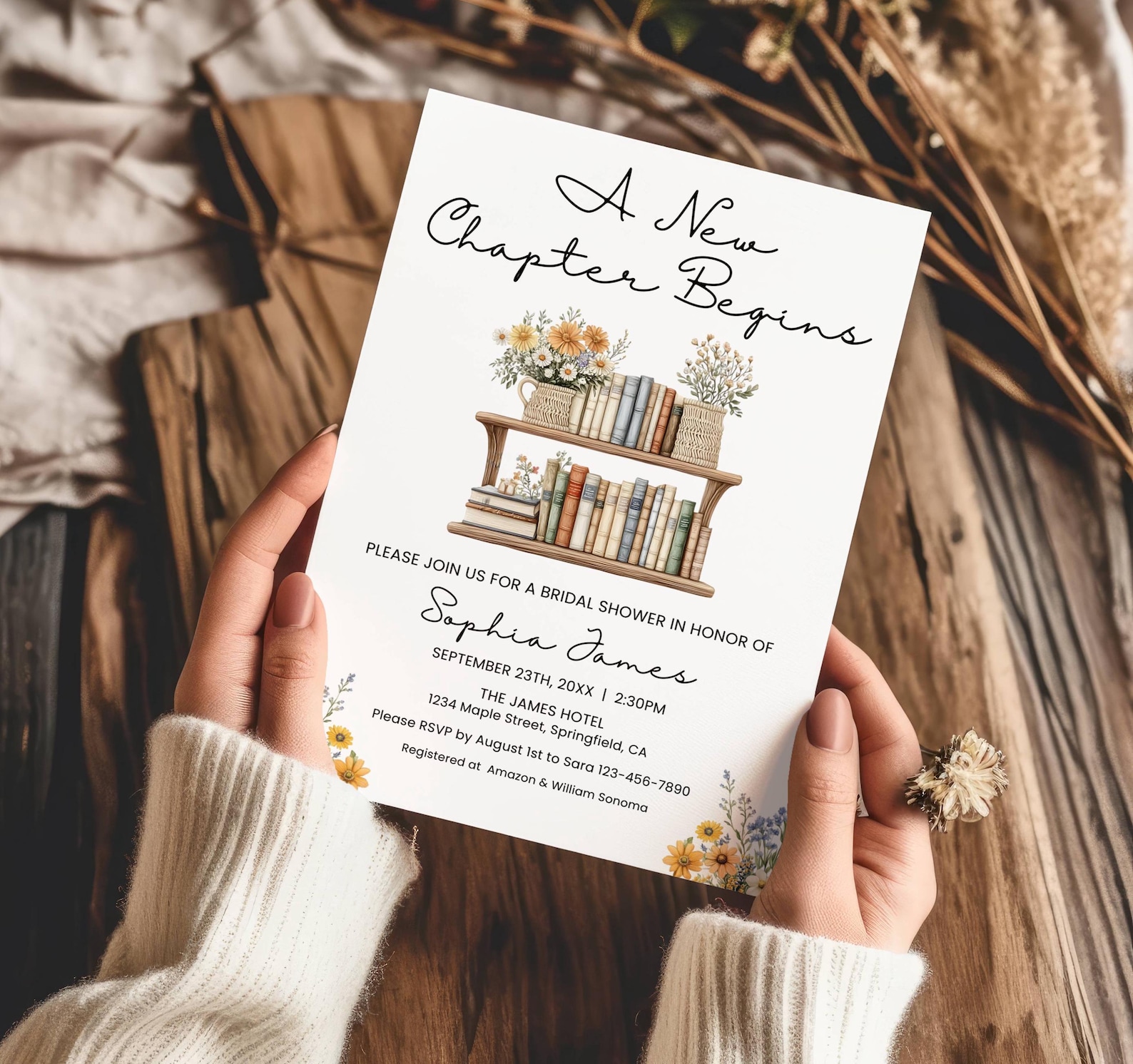 A New Chapter Bridal Shower Invitation Template, Book Theme Storybook ...