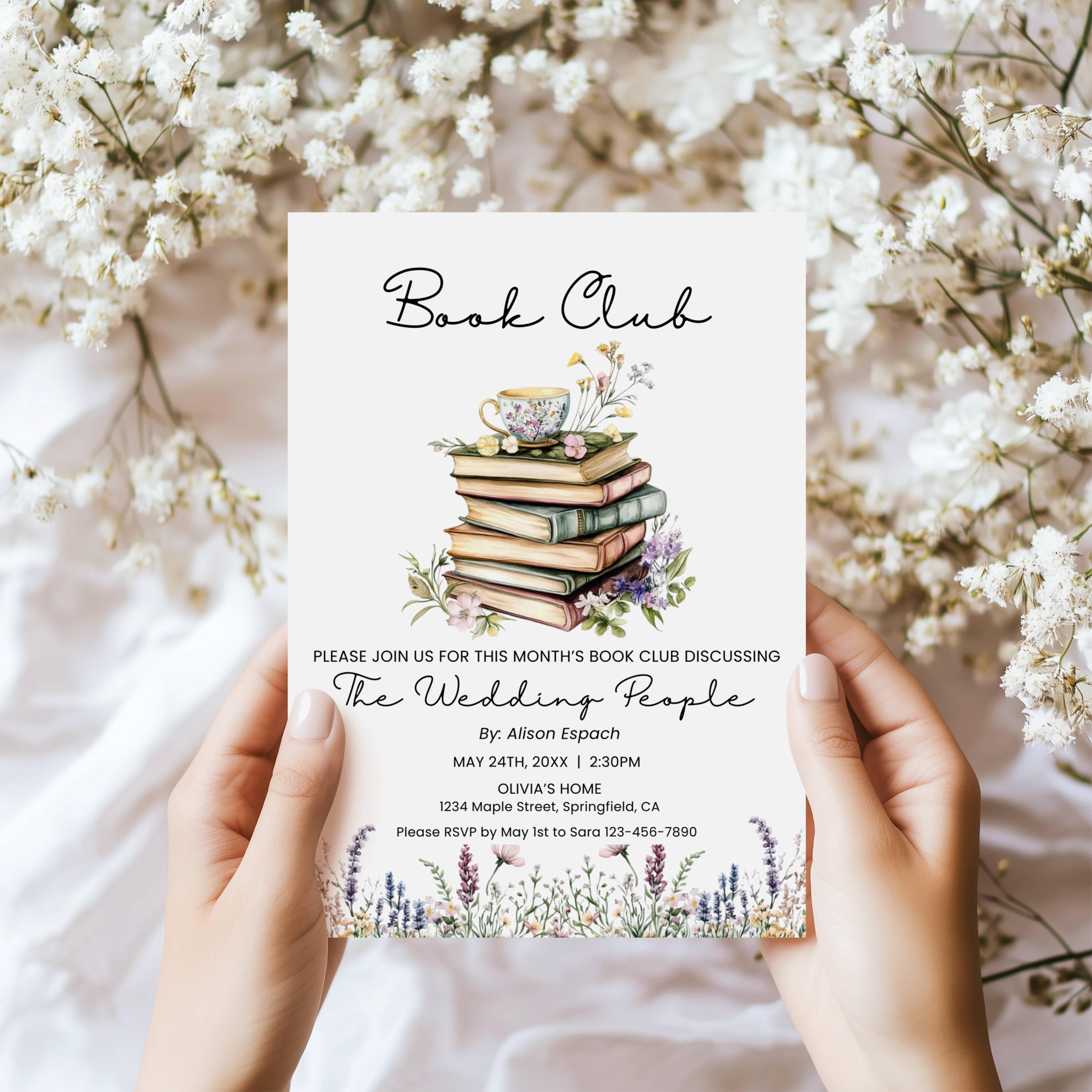 Book Invite Book Club Invitation Template, Floral Afternoon Tea Book Party ...