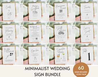 Minimalist Wedding Sign Bundle, 60+ Modern Wedding Signs Template, Wedding Sign Template Bundle, Boho Wedding Table Signs Printable Download