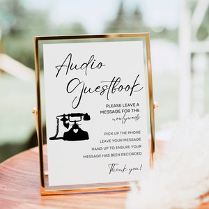 Audio Guestbook Sign, Modern Minimalist Wedding Sign, Phone Message Guest Book, Pick Up The Phone, Leave A Message, Shower Decor Printable
