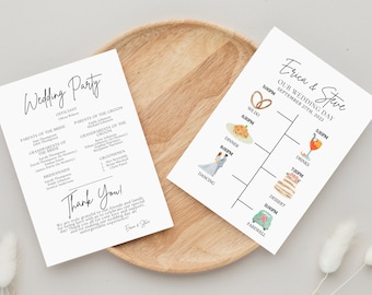 Minimalist Wedding Program Template, Modern Wedding Day Timeline, Editable Ceremony Program Printable, DIY Boho Order of Events Infographic