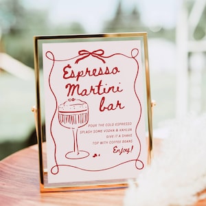 Znak Espresso Martini Bar, wydruk koktajlu Espresso Martini, szablon menu Signature Drink Bar, plakat koktajlowy, nowoczesny baby bridal shower
