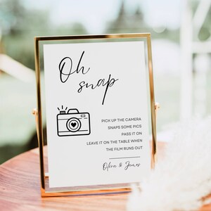 Disposable Camera Sign, Minimalist Wedding Sign, Can&#39;t Wait to See What Develops Sign Guest Photo Camera Instructions Shower Decor Printable
