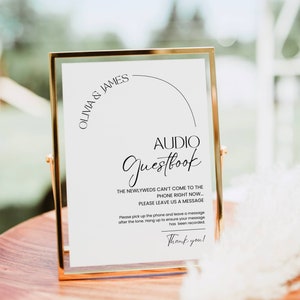 Audio Guestbook Sign, Modern Minimalist Wedding Sign, Phone Message Guest Book, Pick Up The Phone, Leave A Message, Shower Decor Printable