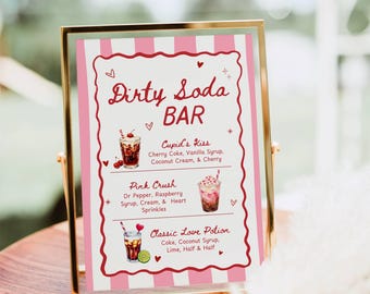 Valentine's Dirty Soda Bar Sign Template, Galentines Party Soda bar Mocktail Print, Signature Drink Menu, Non Alcoholic Pop Bar Shower Decor