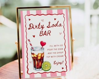 Valentine's Dirty Soda Bar Sign Template, Galentines Party Soda bar Mocktail Print, Signature Drink Menu, Non Alcoholic Pop Bar Shower Decor