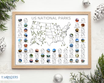 National Park Photo Checklist, US National Parks Gift, Digital Picture Travel Adventure Map, NPS Bucket List Check List, Gifts for Him