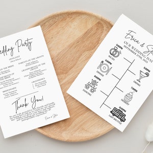 Minimalist Wedding Program Template, Modern Wedding Day Timeline, Editable Ceremony Program Printable, DIY Boho Order of Events Infographic