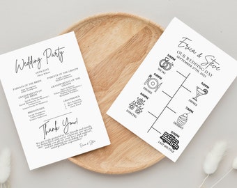 Minimalist Wedding Program Template, Modern Wedding Day Timeline, Editable Ceremony Program Printable, DIY Boho Order of Events Infographic