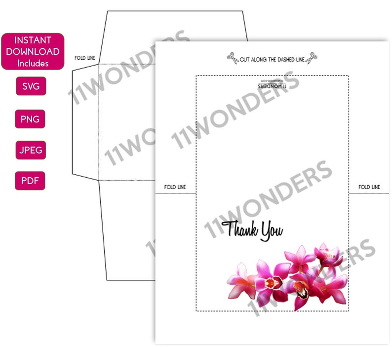 PRINTABLE Orchid Thank You Card for Wedding / Party Digital | Etsy