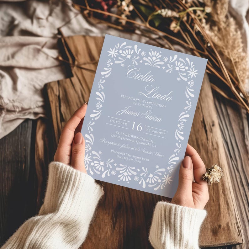 Cielito Lindo Baptism Invitation Template, Mexican Talavera Theme ...